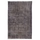 Distressed Vintage Handmade Turkish Rug Over-dyed in Gray Color. Woolen Floor Covering