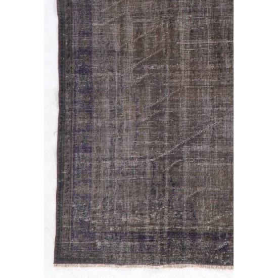 Gray Color OVERDYED Handmade Vintage Turkish Rug