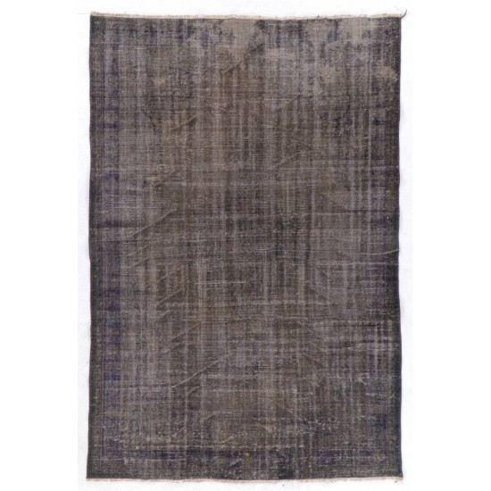 Gray Color OVERDYED Handmade Vintage Turkish Rug