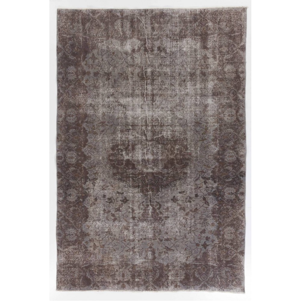 Contemporary Handmade Turkish Area Rug in Gray Color