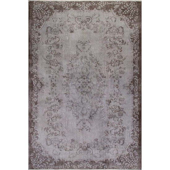 Modern Handmade Turkish Wool Rug in Gray, Decorative Living Room Carpet