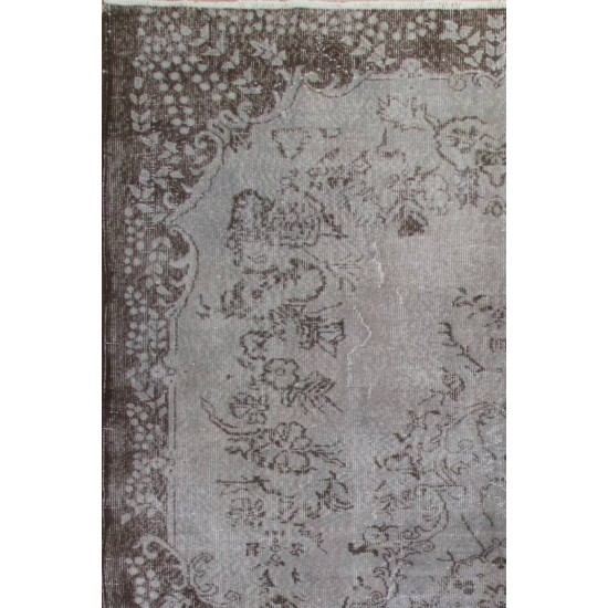 Gray Color OVERDYED Handmade Vintage Turkish Rug Gray Color OVERDYED Handmade Vintage Turkish Rug