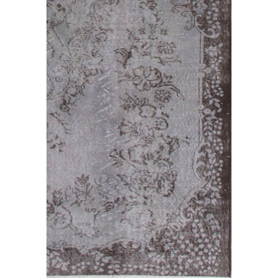 Modern Handmade Turkish Wool Rug in Gray, Decorative Living Room Carpet