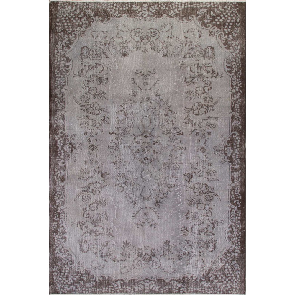 Contemporary Hand Knotted Turkish Wool Area Rug in Gray Color