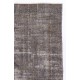 Vintage Distressed Anatolian Rug Overdyed in Gray Color