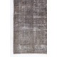 Vintage Distressed Anatolian Rug Overdyed in Gray Color