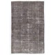 Vintage Distressed Anatolian Rug Overdyed in Gray Color