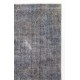 Vintage Distressed Floral Design Anatolian Rug Overdyed in Gray Color
