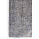 Vintage Distressed Floral Design Anatolian Rug Overdyed in Gray Color