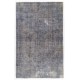 Vintage Distressed Floral Design Anatolian Rug Overdyed in Gray Color