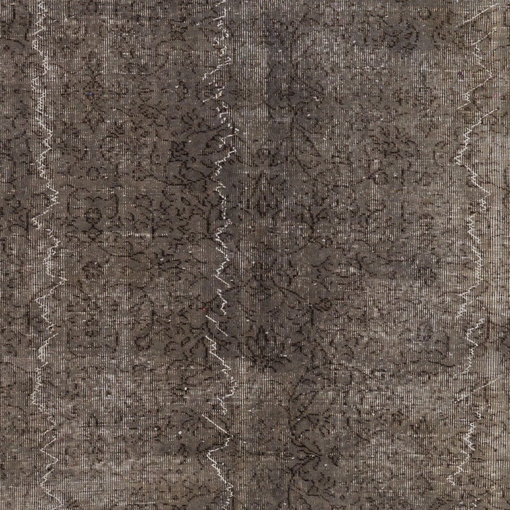 Gray Color Overdyed Distressed Vintage Turkish Rug