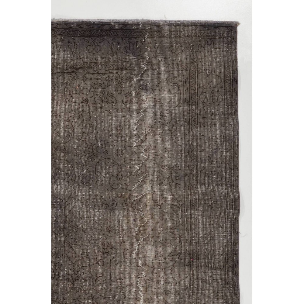 Gray Color Overdyed Distressed Vintage Turkish Rug
