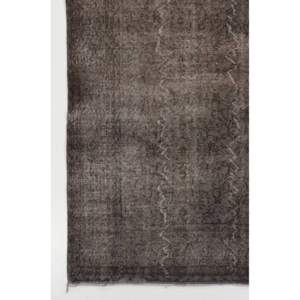 Gray Color Overdyed Distressed Vintage Turkish Rug