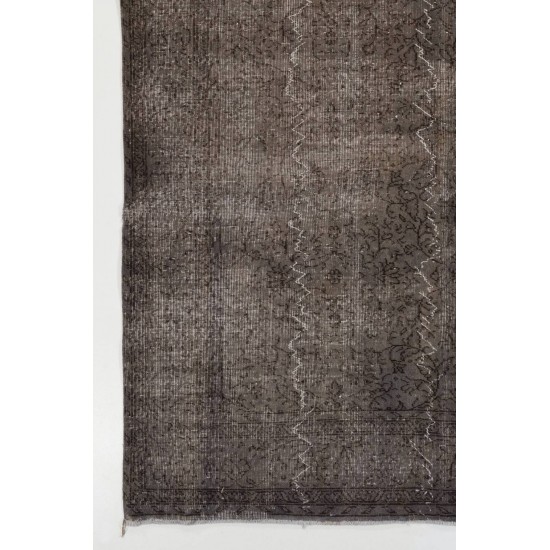 Gray Color OVERDYED Distressed Vintage Turkish Rug