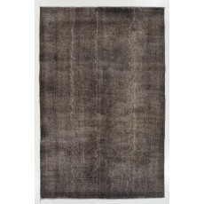 Gray Color Overdyed Distressed Vintage Turkish Rug