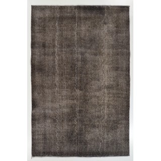 Gray Color Overdyed Distressed Vintage Turkish Rug