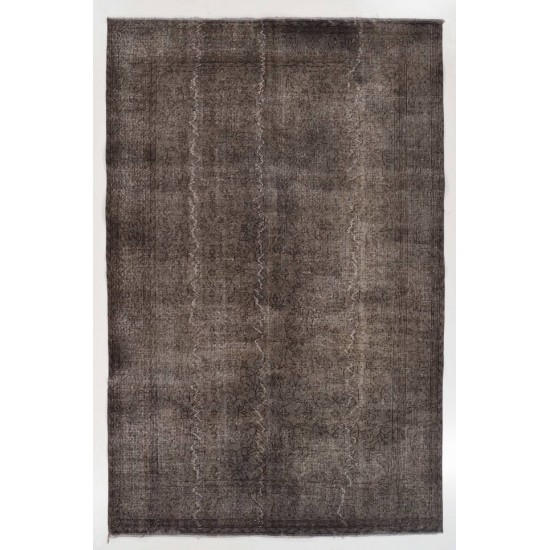 Gray Color OVERDYED Distressed Vintage Turkish Rug