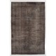 Gray Color Overdyed Distressed Vintage Turkish Rug
