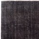 Distressed Upcycled Handmade Turkish Area Rug Over-Dyed in Black Color