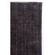 Distressed Vintage Handmade Rug Over-Dyed in Charcoal Gray Color