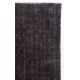 Distressed Upcycled Handmade Turkish Area Rug Over-Dyed in Black Color