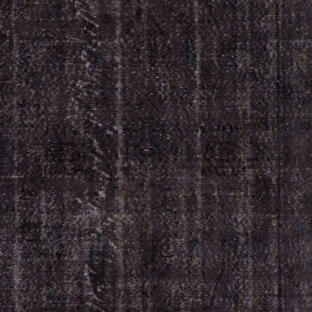 Distressed Upcycled Handmade Turkish Area Rug Over-Dyed in Black Color