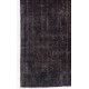 Distressed Upcycled Handmade Turkish Area Rug Over-Dyed in Black Color