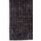 Distressed Vintage Handmade Rug Over-Dyed in Charcoal Gray Color