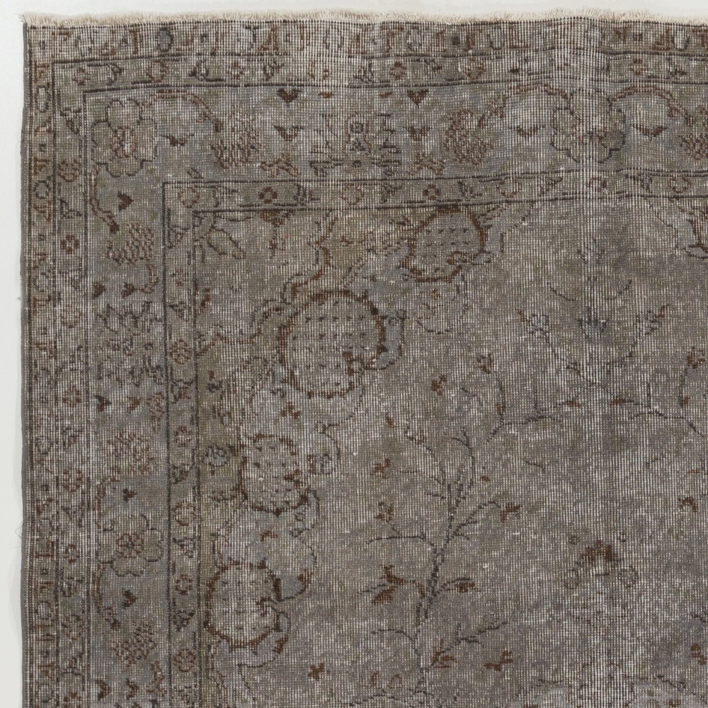 Modern Wool Area Rug Overdyed in Gray, Hand-knotted in Turkey