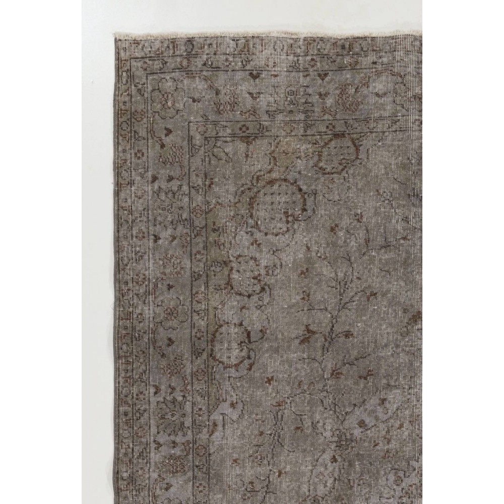 Modern Wool Area Rug Overdyed in Gray, Hand-knotted in Turkey