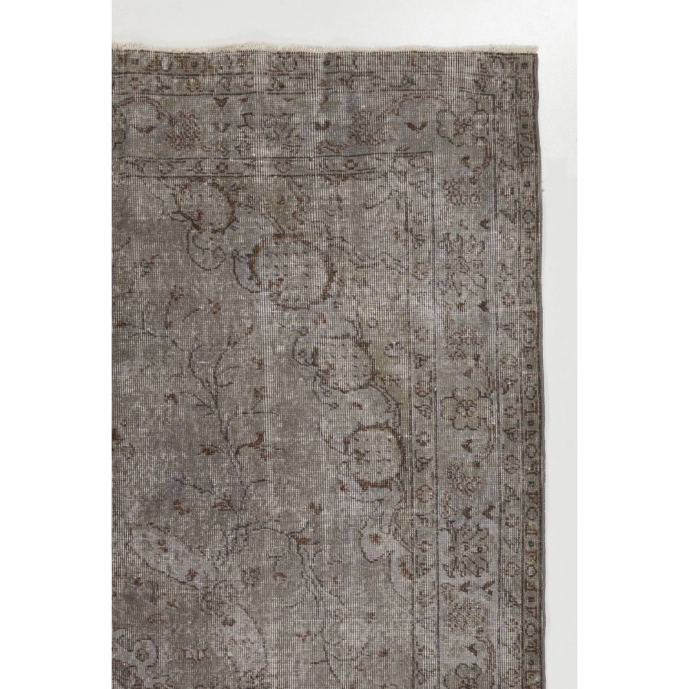 Modern Wool Area Rug Overdyed in Gray, Hand-knotted in Turkey