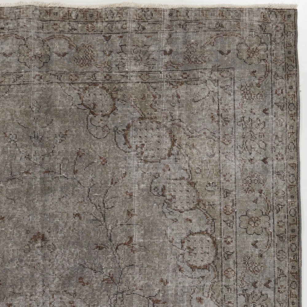 Modern Wool Area Rug Overdyed in Gray, Hand-knotted in Turkey