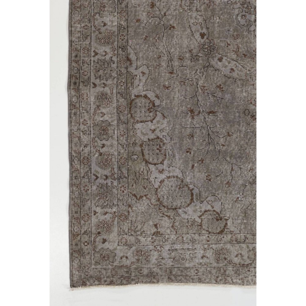 Modern Wool Area Rug Overdyed in Gray, Hand-knotted in Turkey