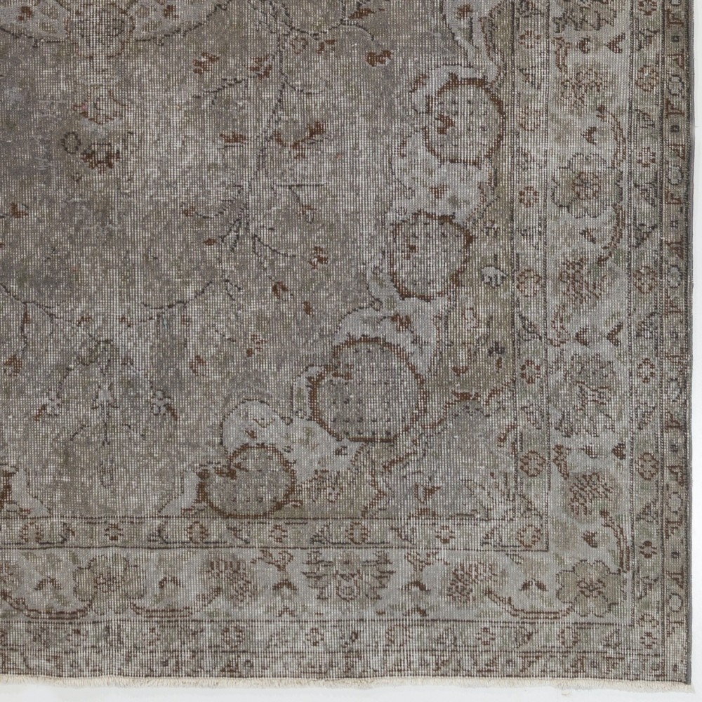 Modern Wool Area Rug Overdyed in Gray, Hand-knotted in Turkey