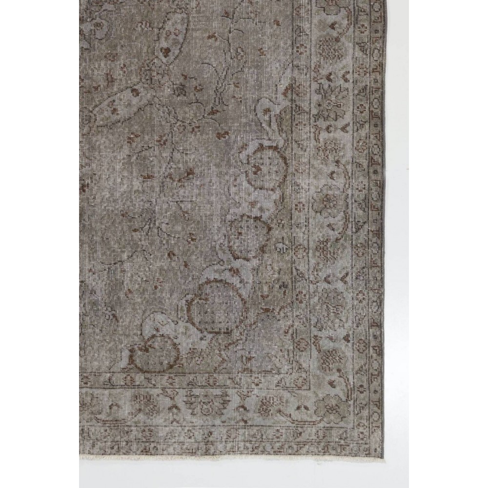 Modern Wool Area Rug Overdyed in Gray, Hand-knotted in Turkey