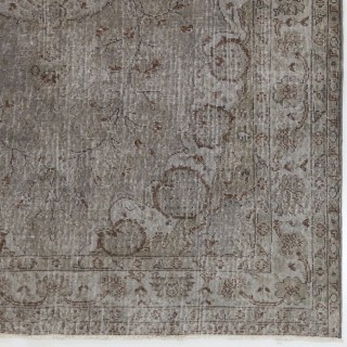 Modern Wool Area Rug Overdyed in Gray, Hand-knotted in Turkey
