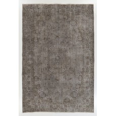 Modern Wool Area Rug Overdyed in Gray, Hand-knotted in Turkey