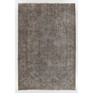 Modern Wool Area Rug Overdyed in Gray, Hand-knotted in Turkey