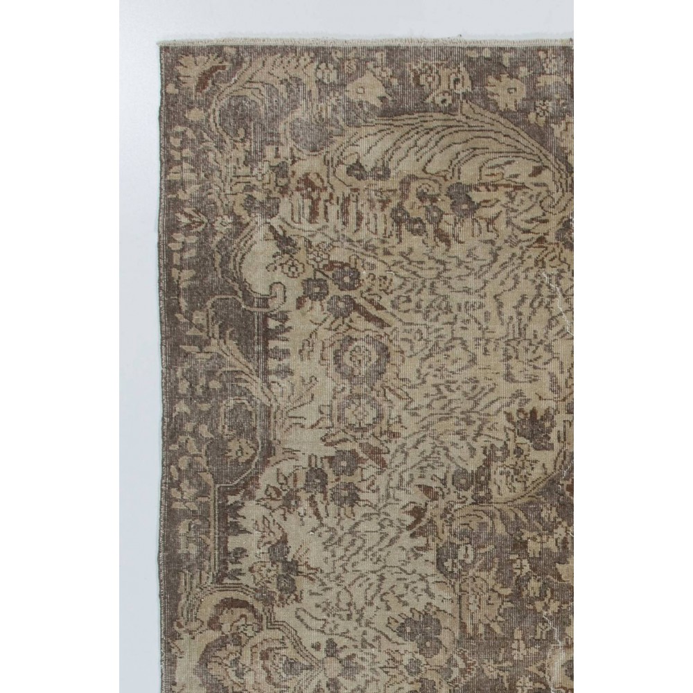 Hand-Knotted Vintage Anatolian Wool Area Rug in Taupe and Beige