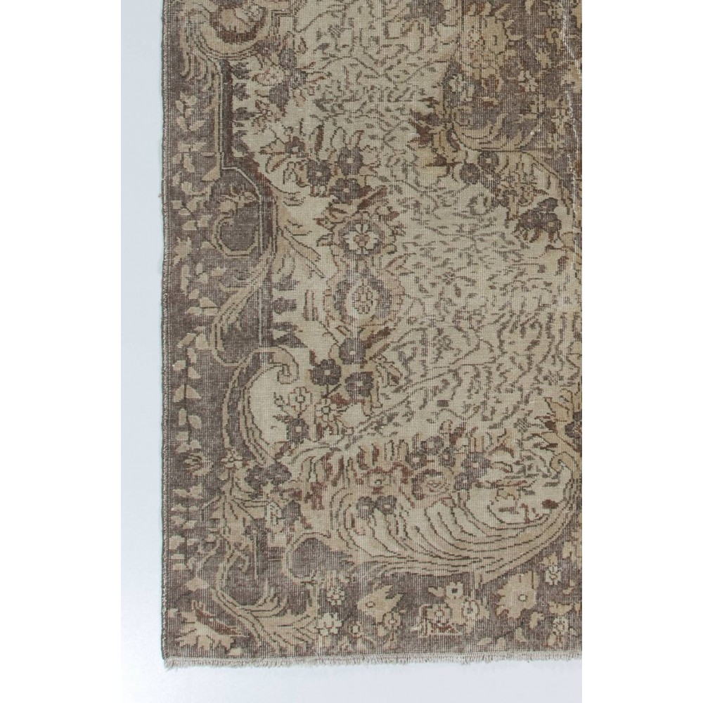Hand-Knotted Vintage Anatolian Wool Area Rug in Taupe and Beige