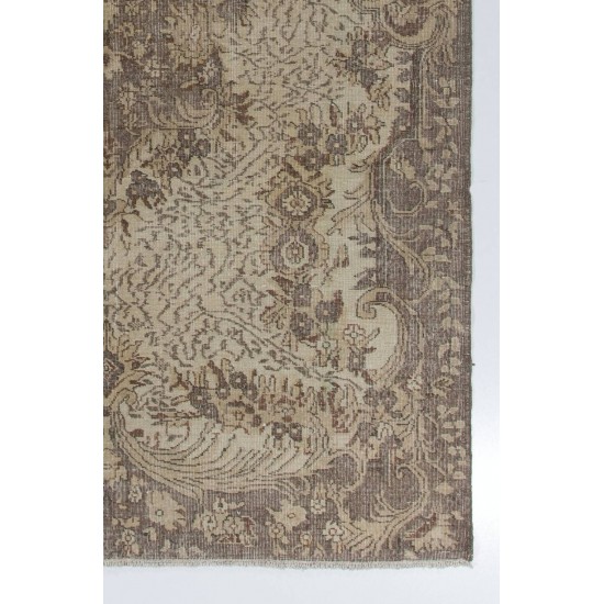Hand-Knotted Vintage Anatolian Wool Area Rug in Taupe and Beige