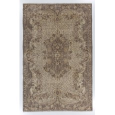 Hand-Knotted Vintage Anatolian Wool Area Rug in Taupe and Beige