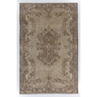 Hand-Knotted Vintage Anatolian Wool Area Rug in Taupe and Beige