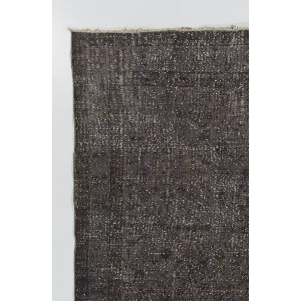 Gray Color Overdyed Handmade Vintage Turkish Rug