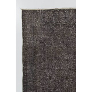 Gray Color Overdyed Handmade Vintage Turkish Rug