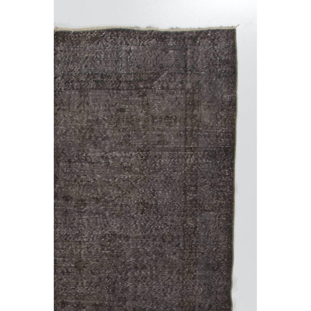Gray Color Overdyed Handmade Vintage Turkish Rug