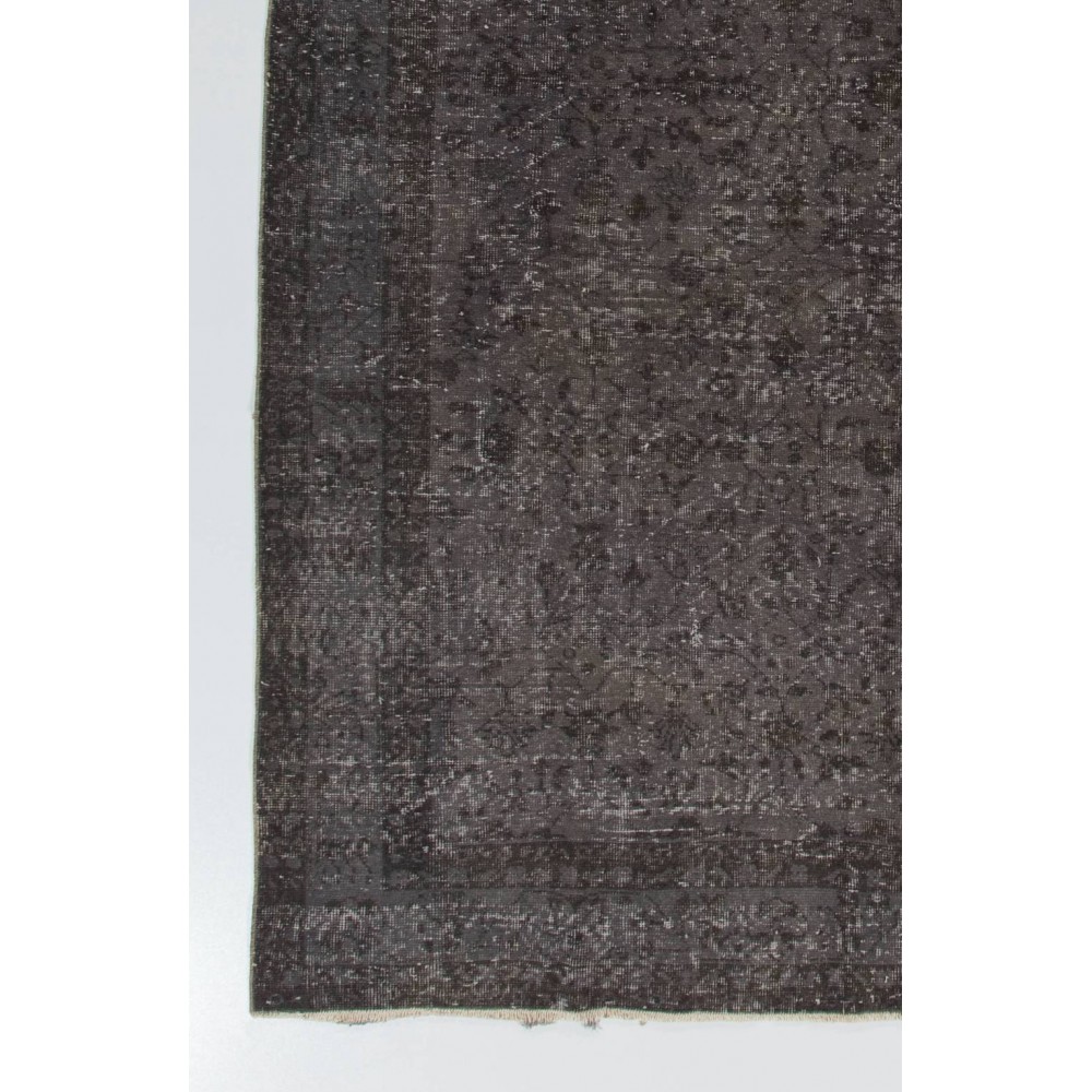Gray Color Overdyed Handmade Vintage Turkish Rug