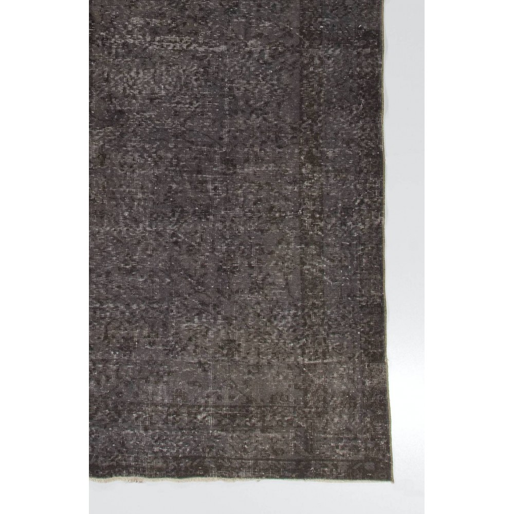 Gray Color Overdyed Handmade Vintage Turkish Rug