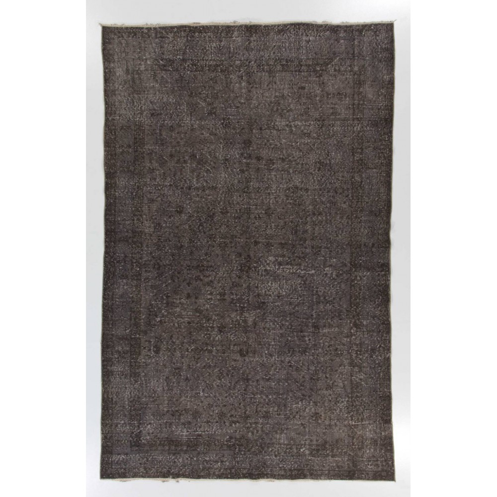 Gray Color Overdyed Handmade Vintage Turkish Rug