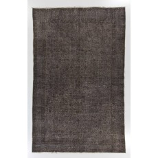 Gray Color Overdyed Handmade Vintage Turkish Rug